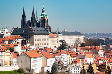 Fototapeta na wymiar Old Town of Prague and church Saint Vitus in Prague