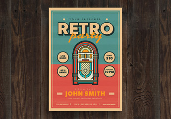 Retro Style Party Flyer Layout