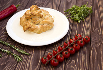 Puff pastry pie with minced steak
