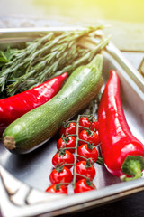 Rosemary with vegetables. Preparations