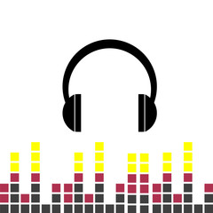 Headphones music note icon. Headphones music note Vector isolated on white background. Flat vector illustration in black. EPS 10