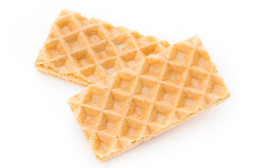 Waffle with crem isolated on white background.