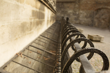 Obraz premium Metal fence near the cathedral in Lviv