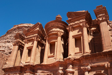 Giordania, sito archeologico di Petra, 02/10/2013: il frontone del Monastero, conosciuto come Ad...