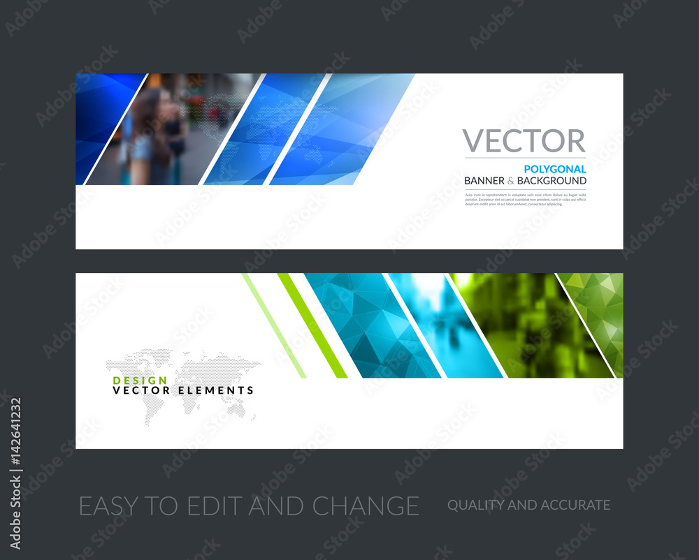 Wall mural vector set of modern horizontal website banners with colourful g