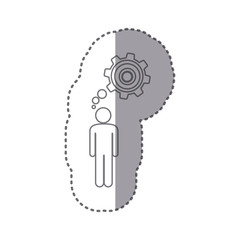 sticker silhouette of man thought in a pinion vector illustration