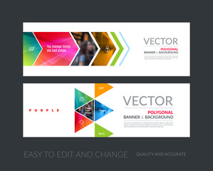 Vector set of modern horizontal website banners with colourful g