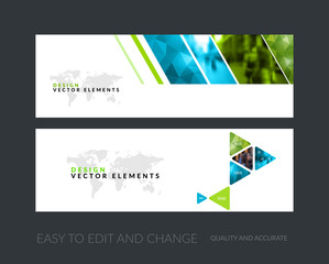 Vector set of modern horizontal website banners with colourful g