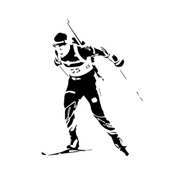 Biathlon racer, abstract vector silhouette