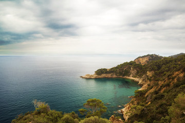 Fototapeta na wymiar View to coastline with vulcanic mountainsin Spain.