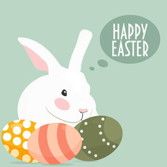 The Easter Bunny (also called the Easter Rabbit or Easter Hare) and Easter Eggs. Speech Bubble 