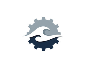 Wave Gear Icon Logo Design Element