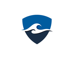 Wave Shield Icon Logo Design Element
