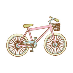 silhouette of bike of girl with basket  illustration