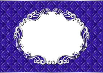 background with old-fashioned patterns and silver frame - transparent space insert