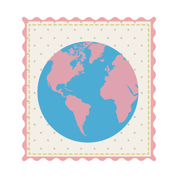 frame with silhouette of world map with background dotted vector illustration