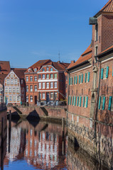 Blinds of the Schwedenspeicher building in the old harbor of Stade