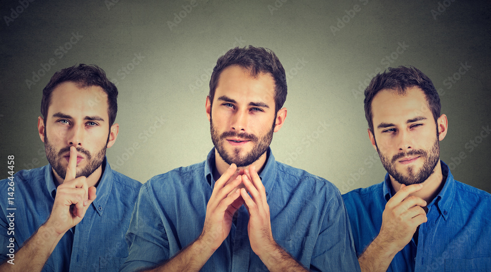 Wall mural sneaky scheming young man plotting something