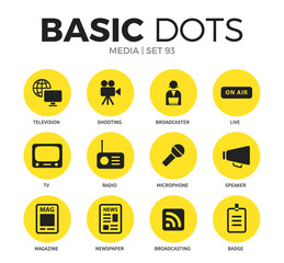 Media flat icons vector set