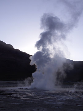 geyser gush spring steam El Tatio Chile