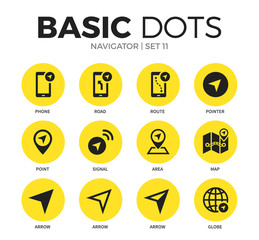 Navigator flat icons vector set
