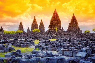 Fotobehang The ruins of Hindu temples Prambanan on Java island. Indonesia © yurybirukov