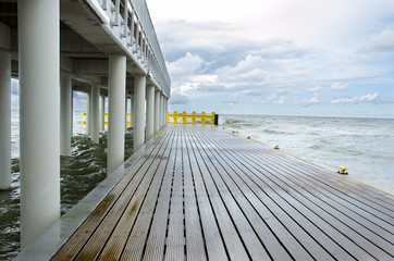Wooden and concrete pier in Poland