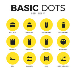 Bed flat icons vector set