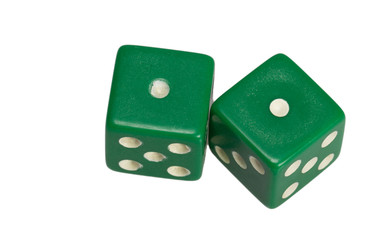 Two dice showing two one