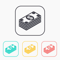 Cash money banknotes vector flat icon