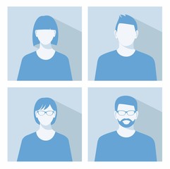 Avatar profile picture icon set including male and female 