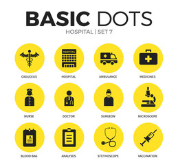 Hospital flat icons vector set
