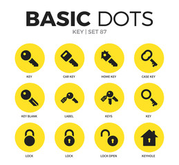 Key flat icons vector set