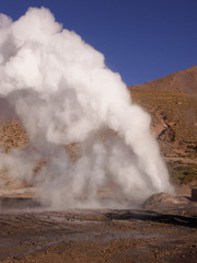 geyser gush hot spring steam El Tatio Chile
