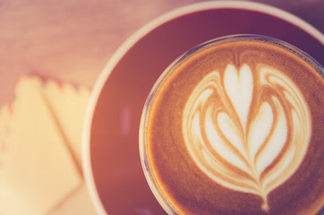 Cup of coffee with beautiful Latte art