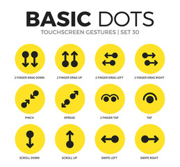 Fototapeta premium Touchscreen gestures flat icons vector set