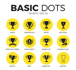 Trophy flat icons vector set