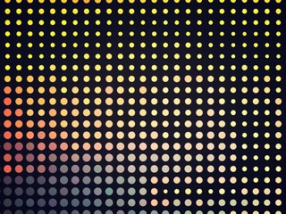 Colorful pastel round dot on black abstract background illustration