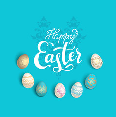 Easter eggs blue card