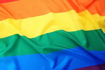 Fabric texture of gay rainbow flag background