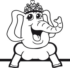 wand rahmen mauer text prinzessin königin krone krönchen adel kleid hübsch schön weiblich girl frau mädchen elefant comic cartoon lustig
