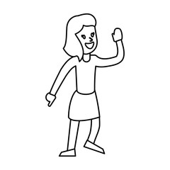 woman celebration dance cheerful outline vector illustration eps 10