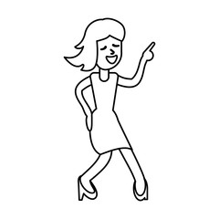 woman celebration dance cheerful outline vector illustration eps 10