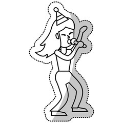 woman celebration dance cheerful outline vector illustration eps 10