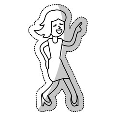 woman celebration dance cheerful outline vector illustration eps 10