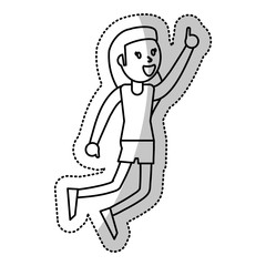 Fototapeta premium woman celebration dance cheerful outline vector illustration eps 10