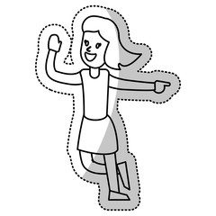 woman celebration dance cheerful outline vector illustration eps 10