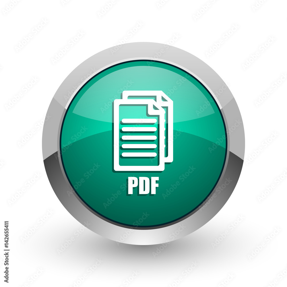 Poster pdf silver metallic chrome web design green round internet icon with shadow on white background.,