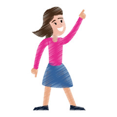 drawing funny girl dance happiness vector illustration eps 10