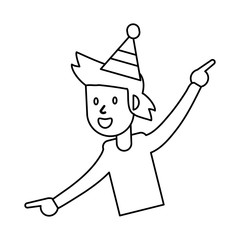outlined happy guy celebrate vector illustration eps 10